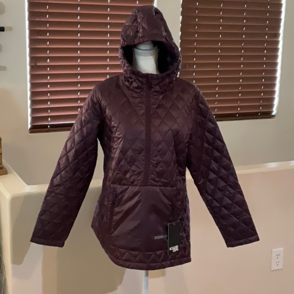 Purple Quilted Puffer Jacket with Hood